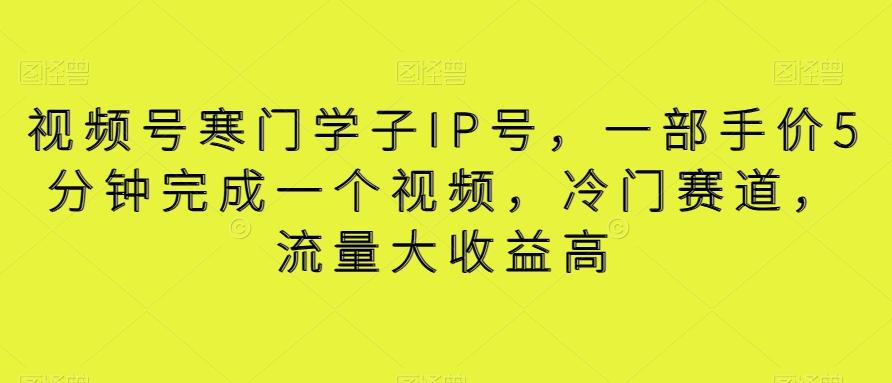 视频号寒门学子IP号，一部手价5分钟完成一个视频，冷门赛道，流量大收益高【揭秘】-情久项目网