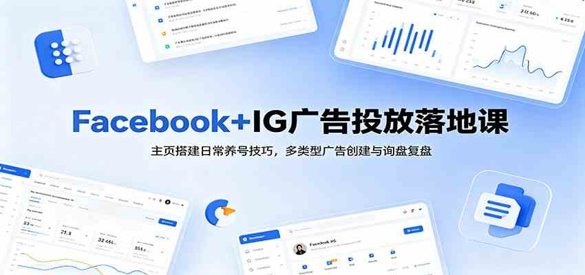 Facebook+IG广告投放落地课：主页搭建日常养号技巧，多类型广告创建与询盘复盘-情久项目网