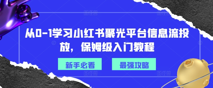 从0-1学习小红书聚光平台信息流投放，保姆级入门教程-情久项目网