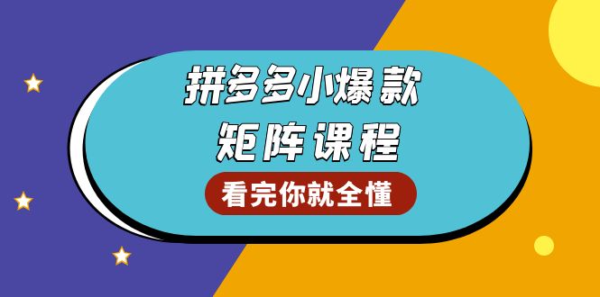 拼多多爆款矩阵课程：教你测出店铺爆款，优化销量，提升GMV，打造爆款群-情久项目网