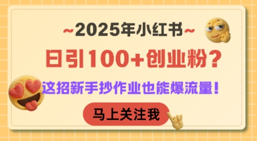2025年小红书日引100+创业粉？这招新手抄作业也能爆流量！-情久项目网
