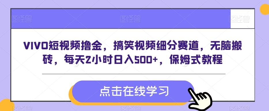 VIVO短视频撸金，搞笑视频细分赛道，无脑搬砖，每天2小时日入500+，保姆式教程-情久项目网