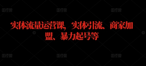 实体流量运营课，实体引流、商家加盟、暴力起号等-情久项目网