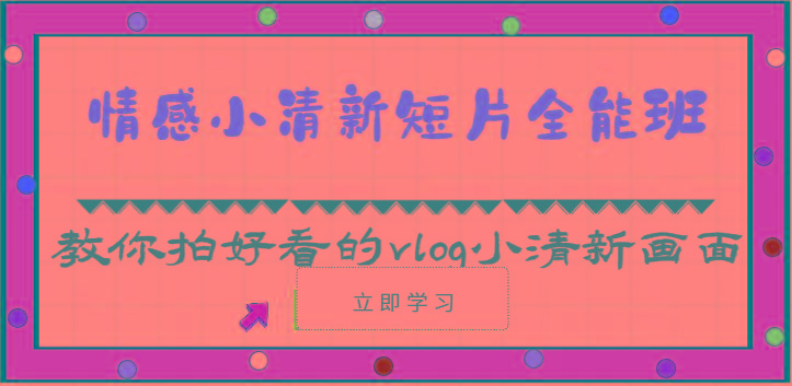 情感小清新短片全能班-教你拍好看的vlog小清新画面(30节课)-情久项目网