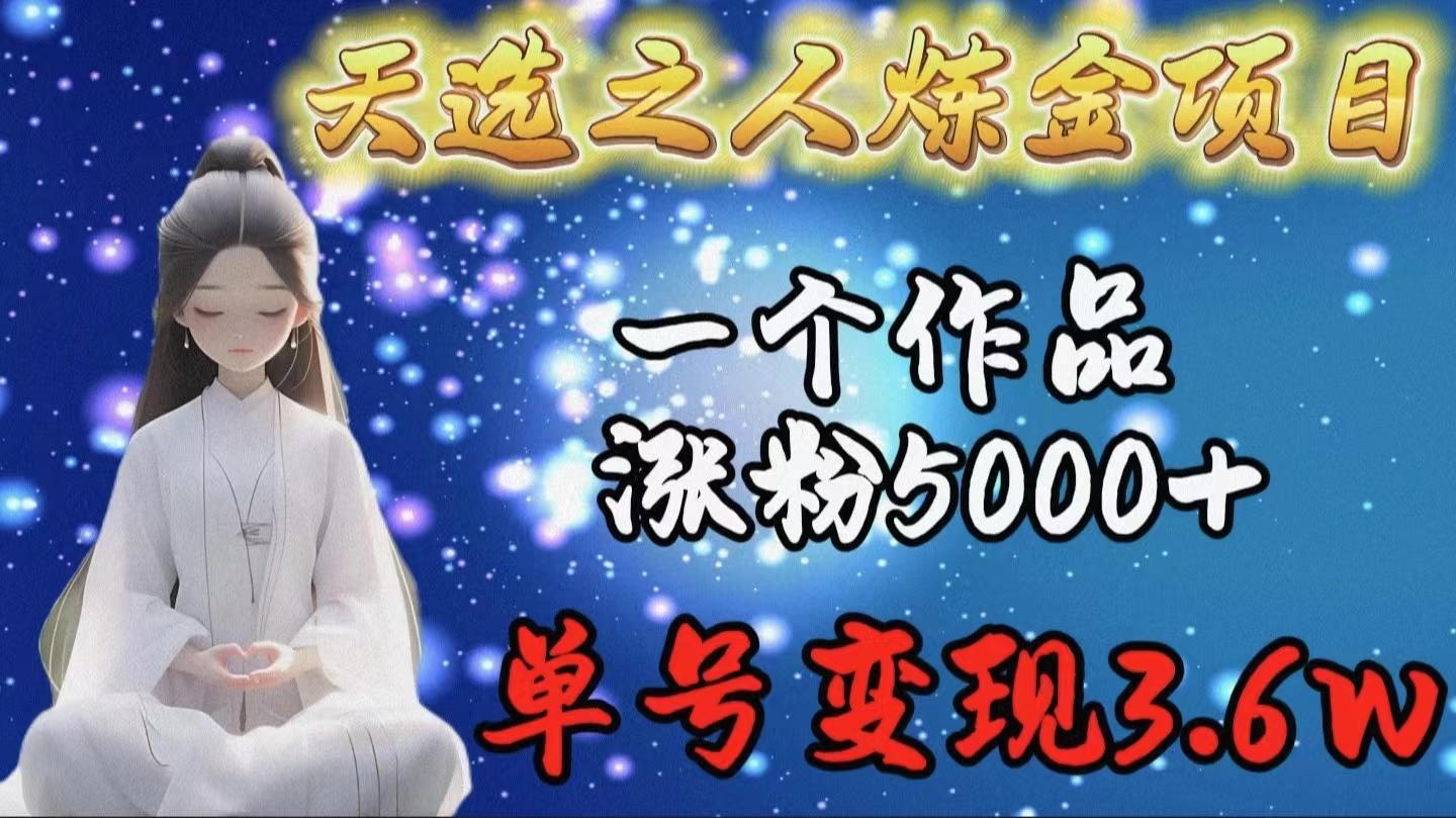 (9693期)天选之人炼金项目，一个作品涨粉5000+，单号变现3.6w-情久项目网