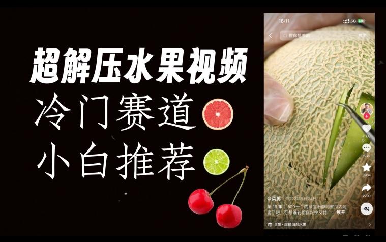 超冷门抖音赛道，水果解压视频0风险，非常容易爆火【揭秘】-情久项目网