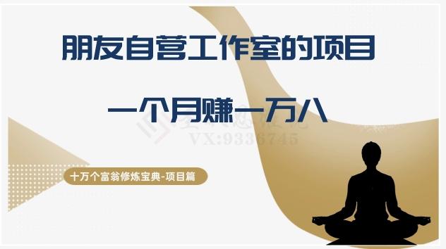 十万个富翁修炼宝典之16.朋友自营工作室的项目，一个月赚一万八-情久项目网
