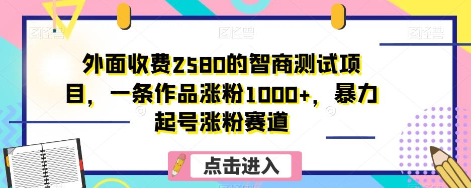 外面收费2580的智商测试项目，一条作品涨粉1000+，暴力起号涨粉赛道【揭秘】-情久项目网