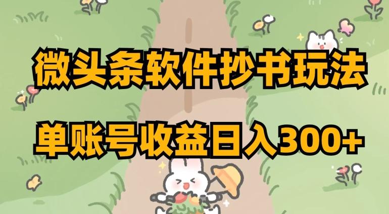 微头条软件抄书玩法，单账号收益日入300+【揭秘】-情久项目网