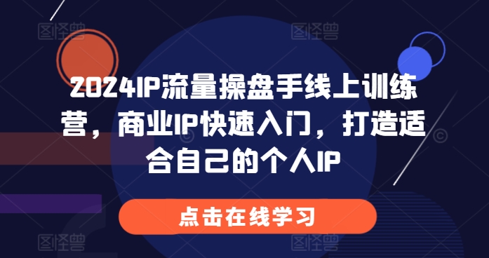 2024IP流量操盘手线上训练营，商业IP快速入门，打造适合自己的个人IP-情久项目网