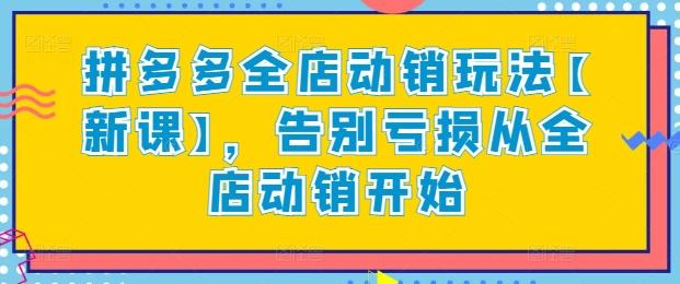 拼多多全店动销玩法【新课】，告别亏损从全店动销开始-情久项目网