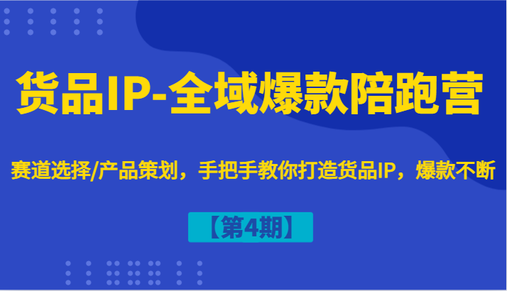 货品IP-全域爆款陪跑营【第4期】赛道选择/产品策划，手把手教你打造货品IP，爆款不断-情久项目网