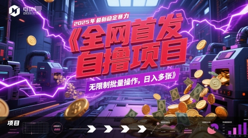 全网首发，2025年最新稳定暴力全自动自撸项目，无限制批量操作，日入多张【揭秘】-情久项目网