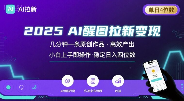 2025最强AI醒图拉新，几分钟一条原创作品，单日收入4位数，小白也能上手操作-情久项目网
