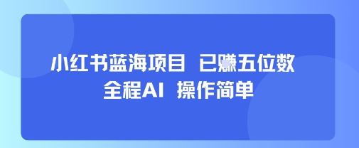 小红书蓝海项目，全程AI，操作简单，已挣五位数-情久项目网