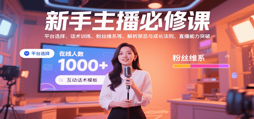 新手主播必修课：平台选择、话术训练、粉丝维系等，解析禁忌与成长法则，突破直播能力-情久项目网