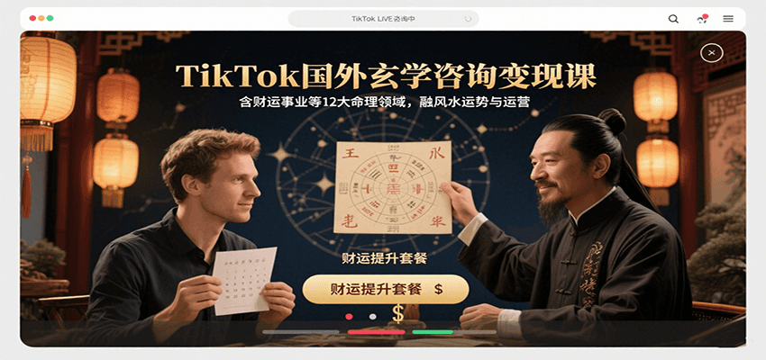 TikTok国外玄学咨询变现课，含财运事业等12大命理领域，融风水运势与运营-情久项目网