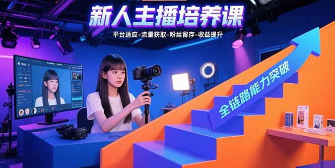 新人主播培养课：平台适应-流量获取-粉丝留存-收益提升 全链路能力突破-情久项目网