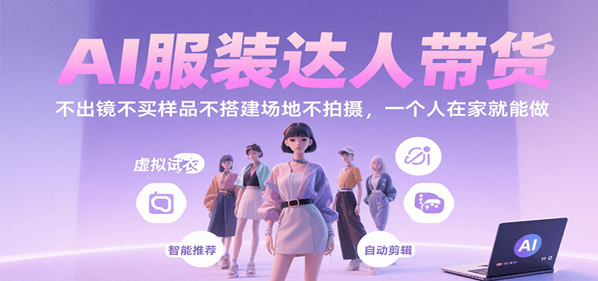 AI服装达人带货，不出镜不买样品不搭建场地不拍摄，一个人在家就能做-情久项目网