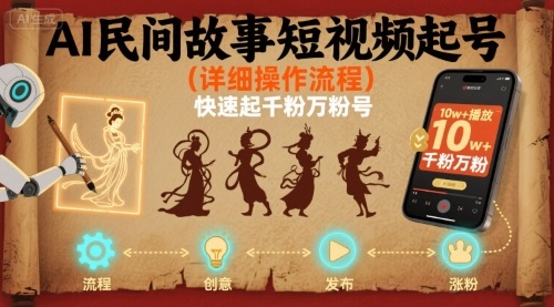 AI民间故事短视频起号，详细操作流程，快速起千粉万粉号-情久项目网