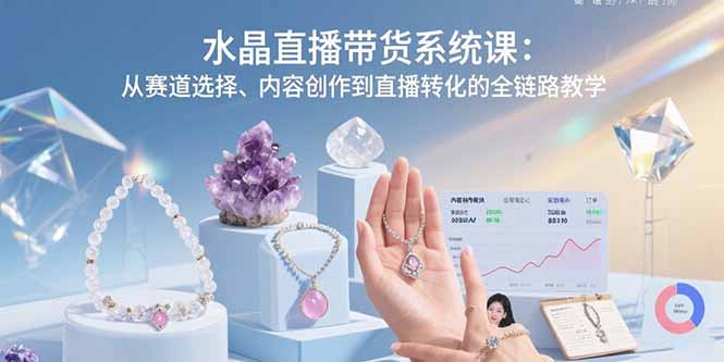 水晶直播带货系统课：从赛道选择、内容创作到直播转化的全链路教学-情久项目网