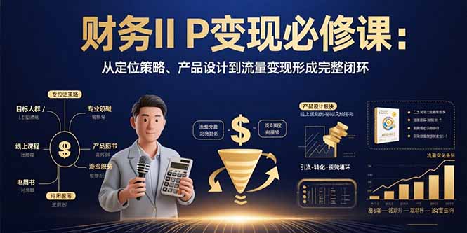 财务IP变现必修课：从定位策略、产品设计到流量变现形成完整闭环-情久项目网