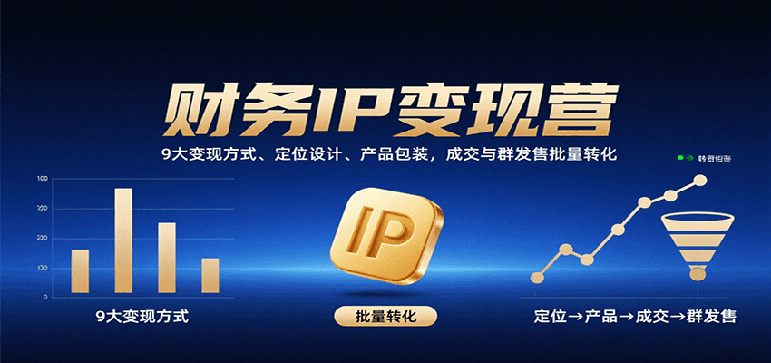 财务IP变现营：9大变现方式、定位设计、产品包装，成交与群发售批量转化-情久项目网