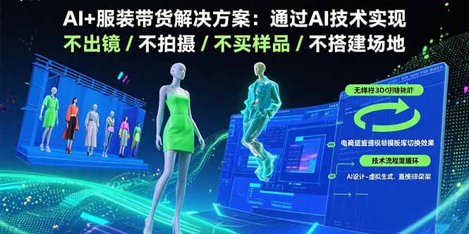 AI+服装带货解决方案：通过AI技术实现 不出镜/不拍摄/不买样品/不搭建场地-情久项目网