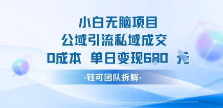 小白无脑项目公域引流私域成交0成本单日变现680米-情久项目网