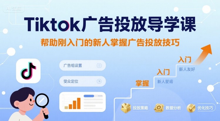 Tiktok广告投放导学课，帮助刚入门的新人掌握广告投放技巧-情久项目网