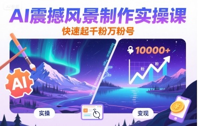 AI震撼风景制作实操课，快速起千粉万粉号-情久项目网