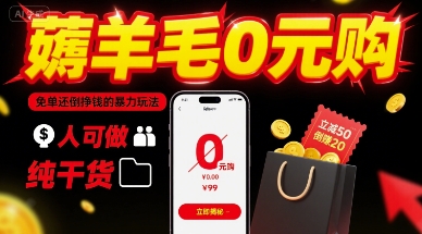薅羊毛0元购，免单还倒挣钱的暴力玩法，人人可做，纯干货-情久项目网