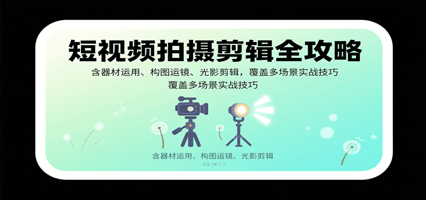 短视频拍摄剪辑全攻略：含器材运用、构图运镜、光影剪辑，覆盖多场景实战技巧-情久项目网