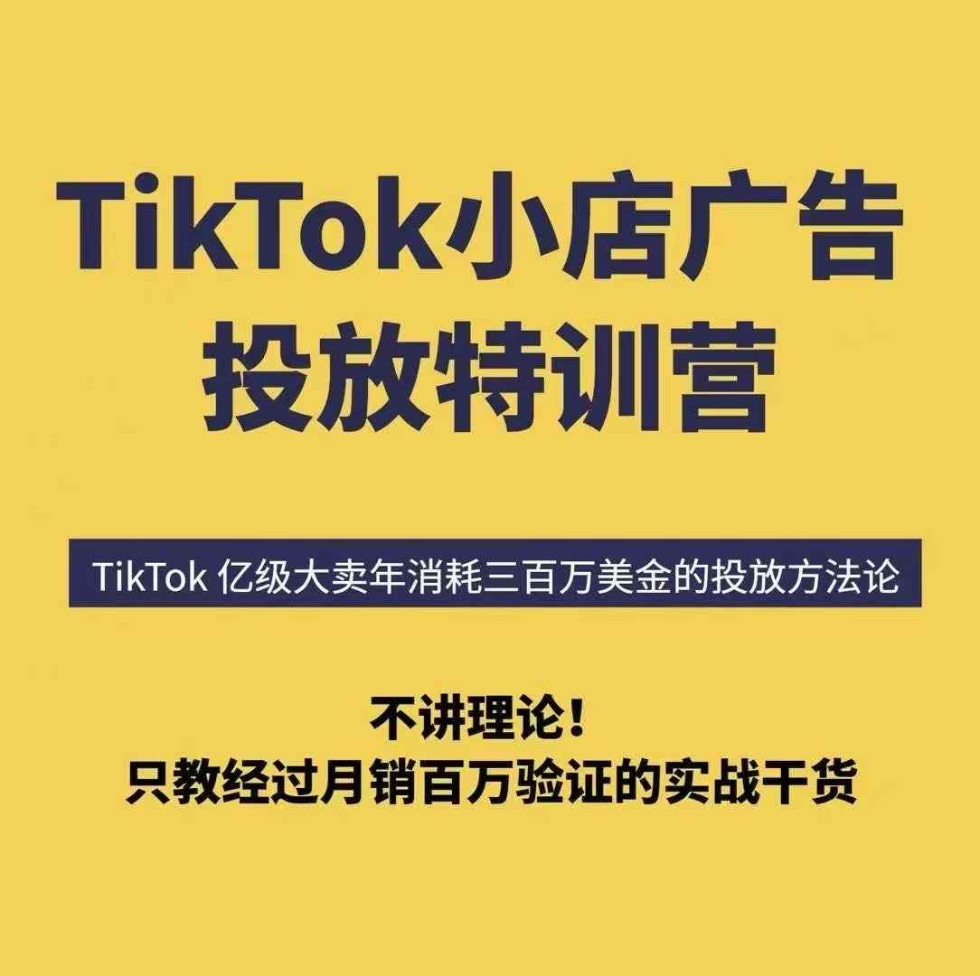 TikTok小店广告投放特训营，6天破局计划专治各种“投不动”，教你经过月销百万验证的实战干货-情久项目网
