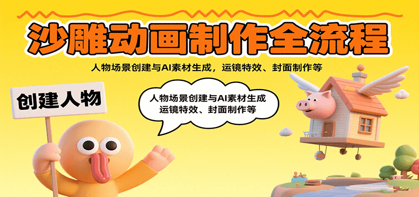 沙雕动画制作全流程：人物场景创建与AI素材生成，运镜特效、封面制作等-情久项目网