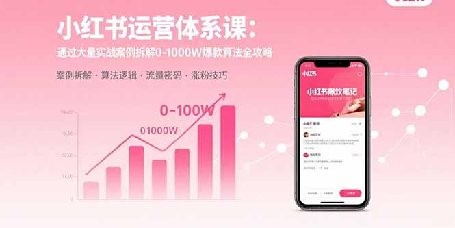 小红书运营体系课：通过大量实战案例拆解0-1000W爆款算法全攻略-情久项目网