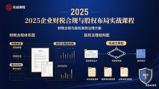 2025企业财税合规与股权布局的实战课程：财税合规与股权高效治理方案-情久项目网