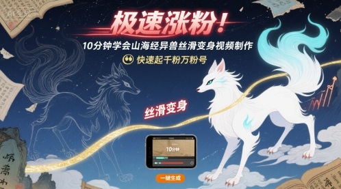 极速涨粉！10分钟学会山海经异兽丝滑变身视频制作，快速起千粉万粉号-情久项目网