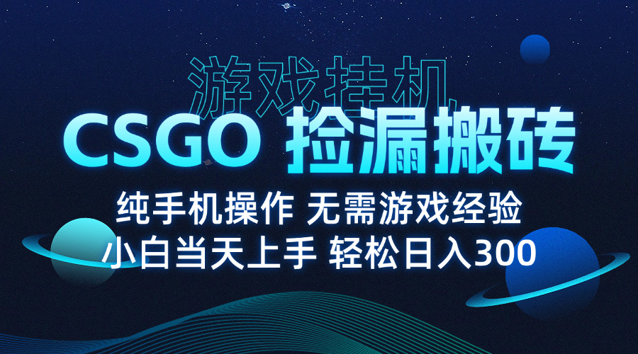 8月最新游戏搬砖，CSGO纯挂机，不需要玩游戏，实现真挂机，月入1W+-情久项目网