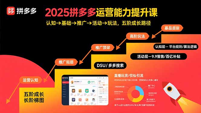 2025拼多多运营能力提升课：认知→基础→推广→活动→玩法，五阶成长路径-情久项目网