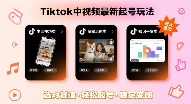 Tiktok中视频最新起号玩法，想要日入百刀，做好这几个赛道就可以了-情久项目网