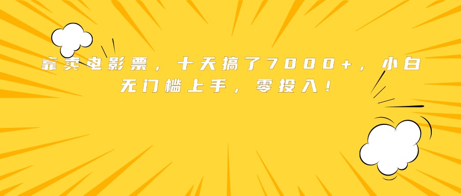 靠卖电影票，十天搞了7000+，小白无门槛上手，零投入！-情久项目网