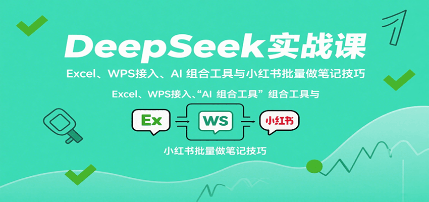 DeepSeek实战课：Excel、WPS接入、AI 组合工具与小红书批量做笔记技巧-情久项目网