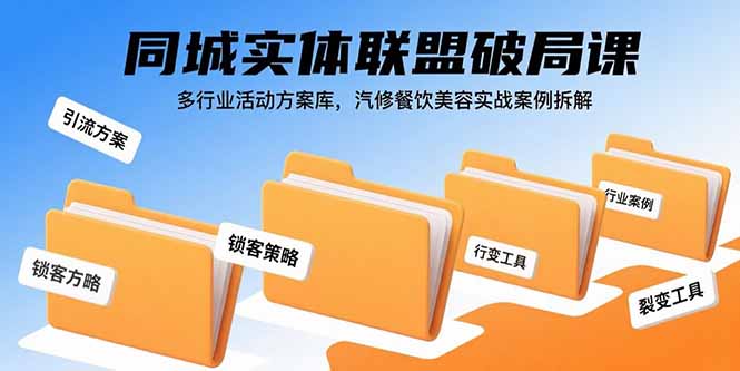 同城实体联盟破局课，多行业活动方案库，汽修餐饮美容实战案例拆解-情久项目网