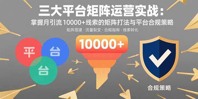 三大平台矩阵运营实战：掌握月引流10000+线索的矩阵打法与平台合规策略-情久项目网