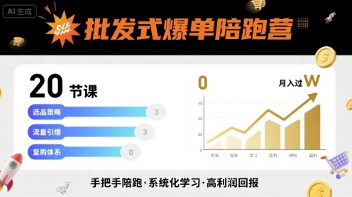 批发式爆单陪跑营，20节课带你实现批发式爆单，带你经松月入过W-情久项目网