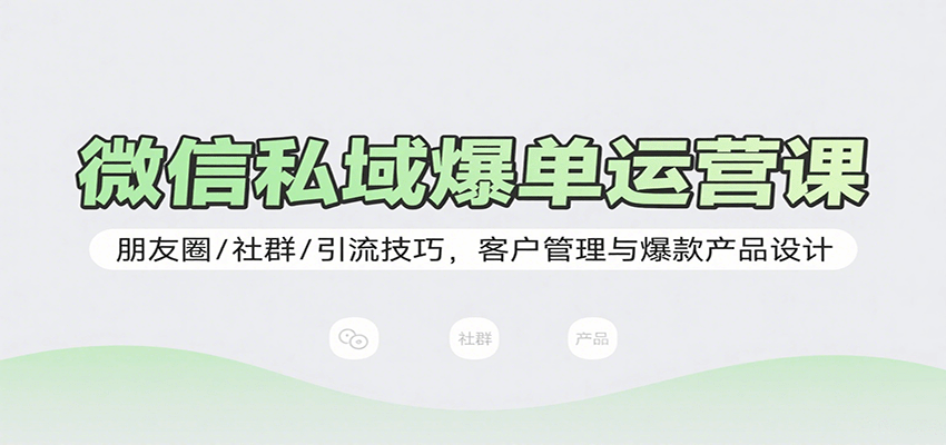微信私域爆单运营课：朋友圈/社群/引流技巧，客户管理与爆款产品设计-情久项目网