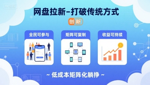网盘拉新-打破传统方式，低成本矩阵化躺挣，全民可参与、矩阵可复制、收益可持续【揭秘】-情久项目网