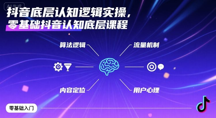 抖音底层认知逻辑实操，零基础抖音认知底层课程-情久项目网