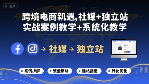 跨境电商新机遇，社媒+独立站，实战案例教学+系统化教学-情久项目网